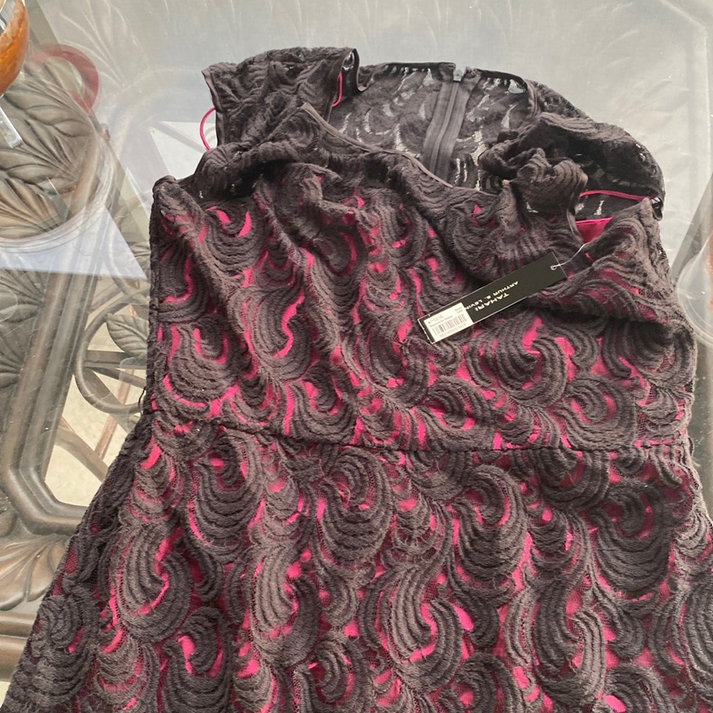 Maxi Dress brand new never worn. Black lace over pink silk